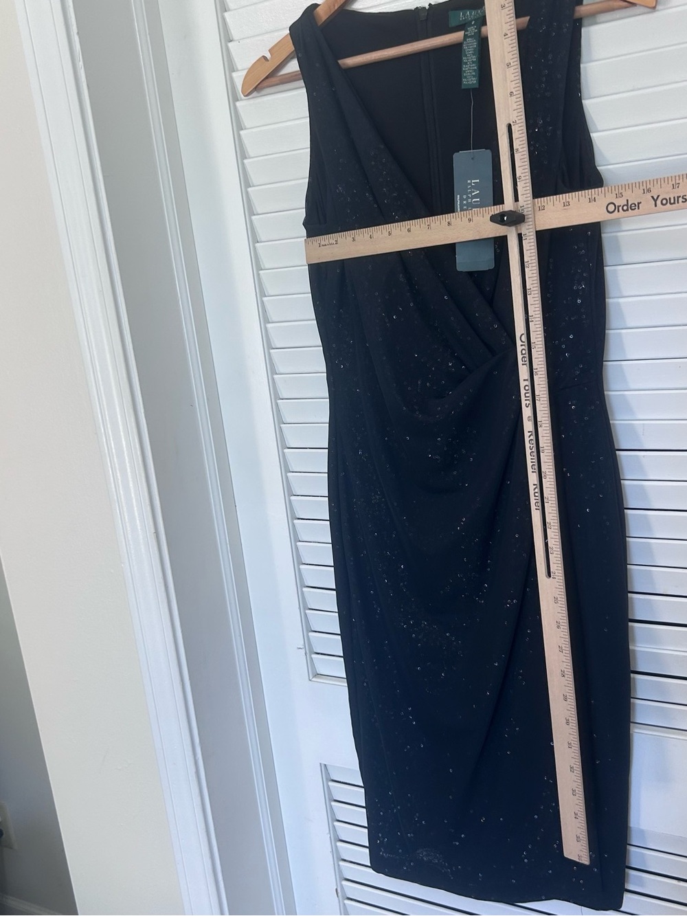 🖤MAKE OFFER Lauren Ralph Lauren Black Sequin Sleeveless V-Neck Cocktail Dress 8 - Picture 6 of 8